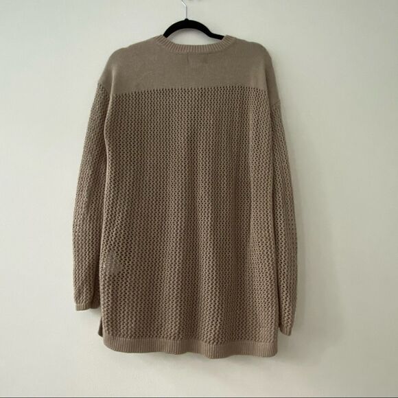 Cynthia Rowley Tan Lace Up Open Knit Sweater Size XL - Picture 6 of 10